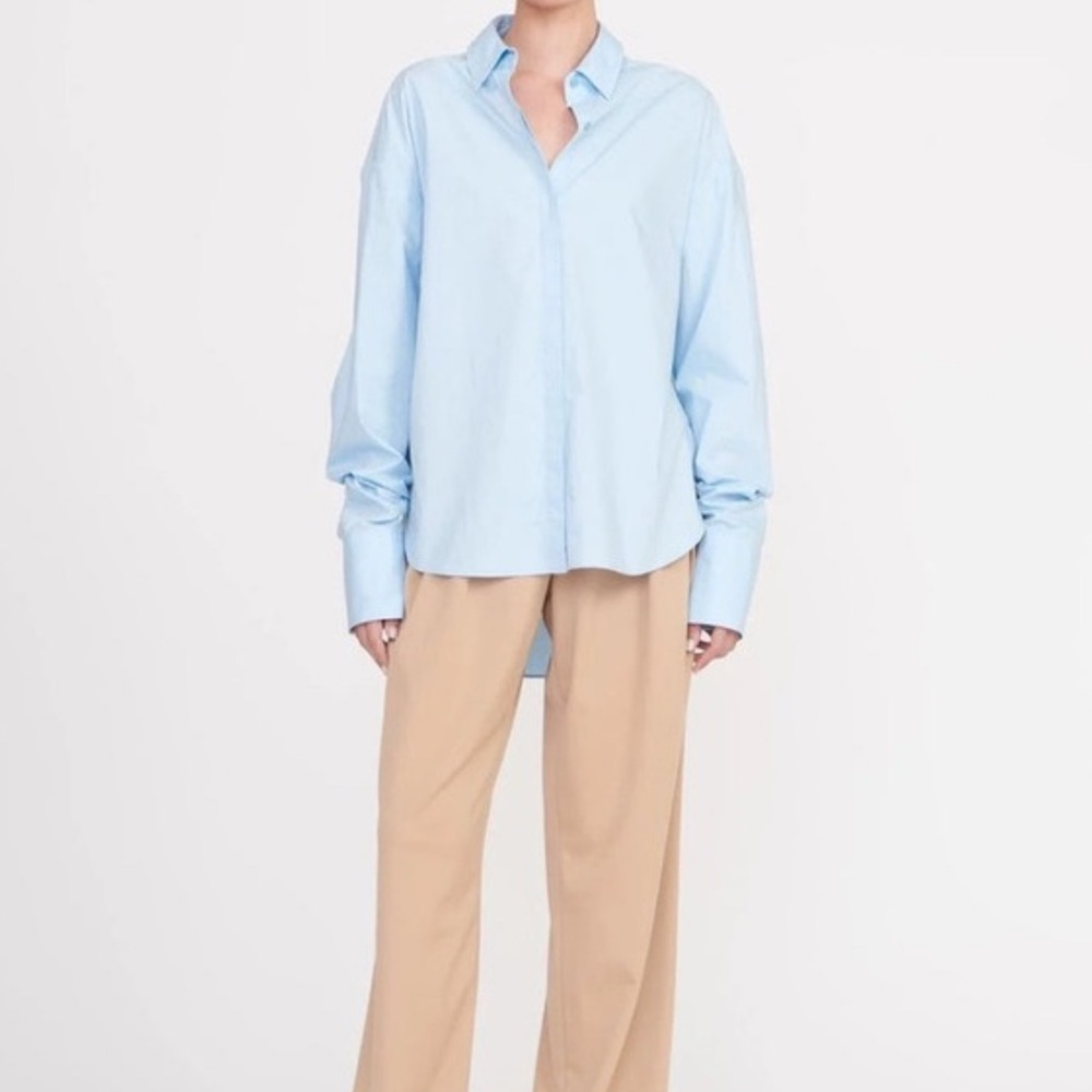 Staud Light Blue Colton Collar Shirt, Office/Work, XS